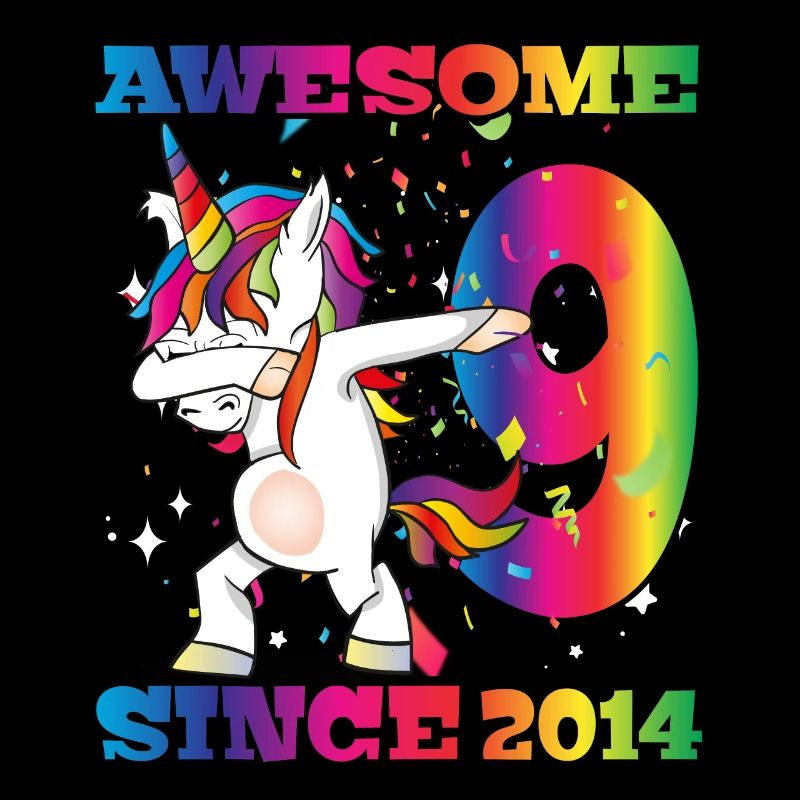 Awesome Since 2014 9. Geburtstag Dabbing Unicorn
