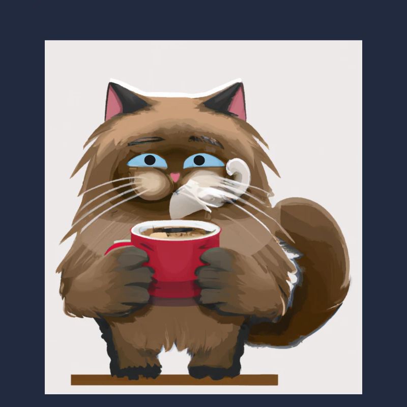 Cute cat drinking coffee