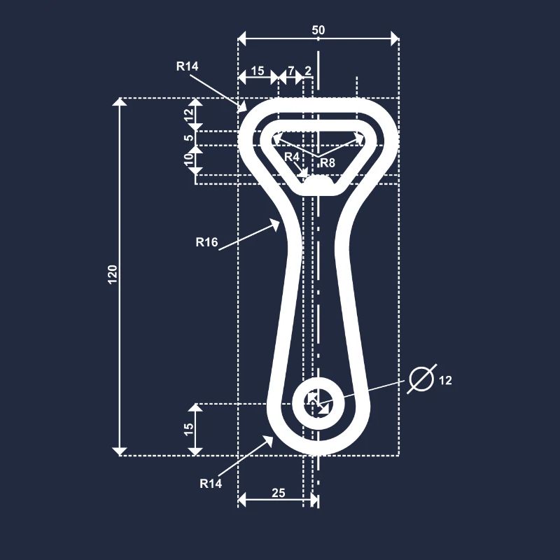 Ouvre-bouteille de dessin technique