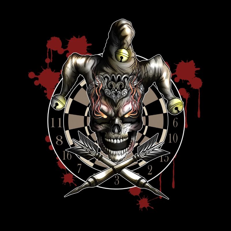 Dartboard Skeleton Flames Darts Player Cadeau