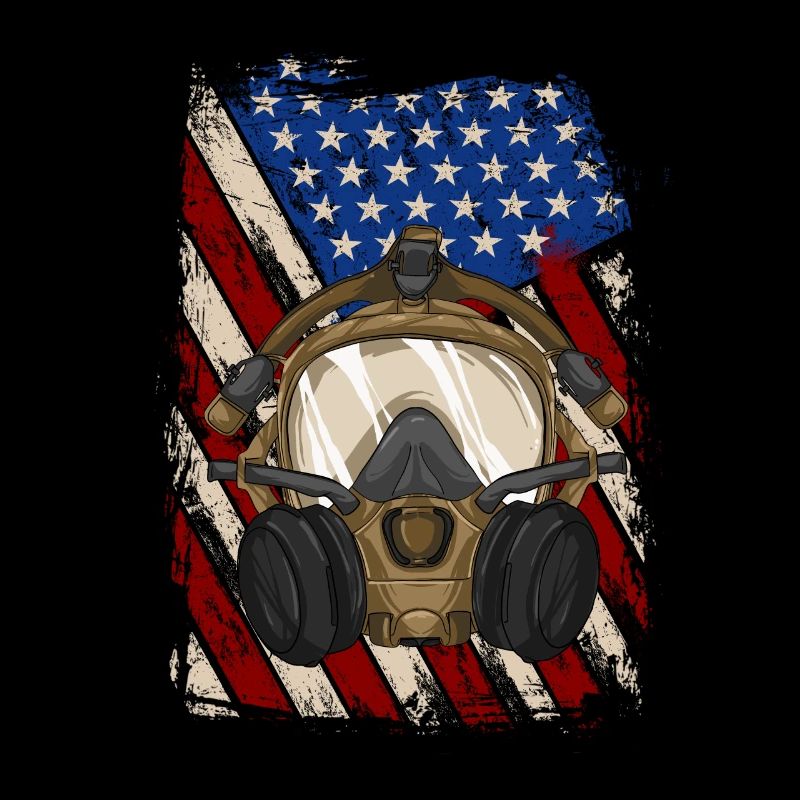 USA-Flagge mit Gasmaske - Schädlingsbekämpfung