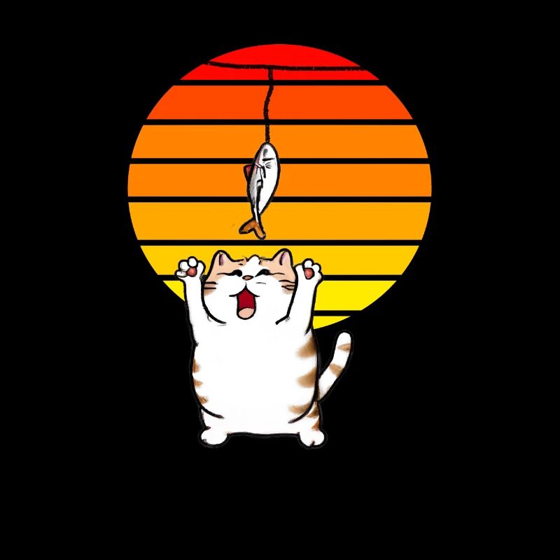 Le chat attrape le poisson