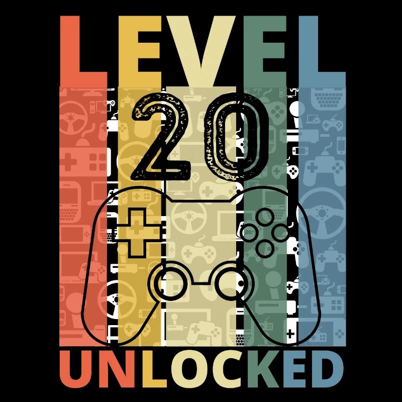 Level 20 Freigeschalteter lustiger Gamer-Geburtstag