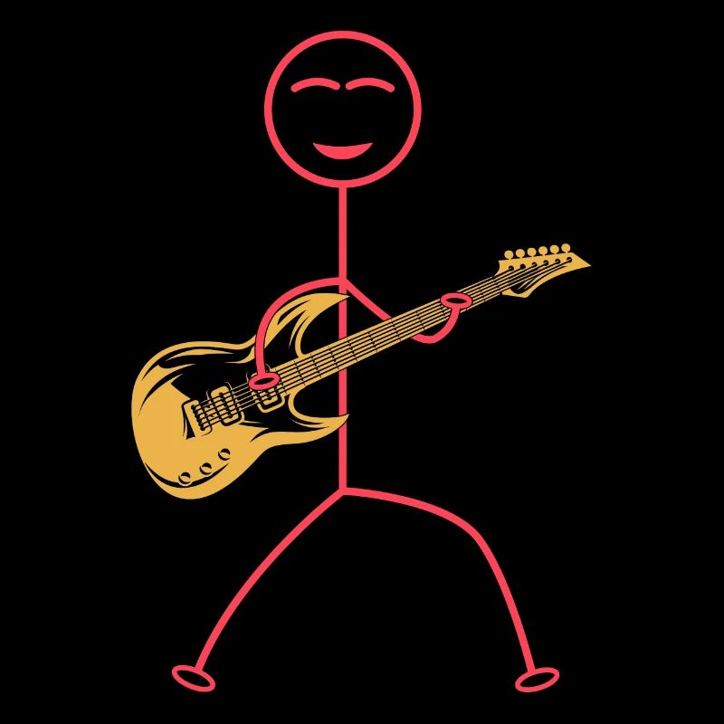 Drôle de guitariste Stick Figure Guitariste Basse