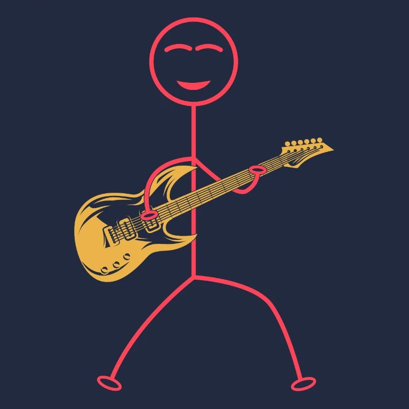 Drôle de guitariste Stick Figure Guitariste Basse