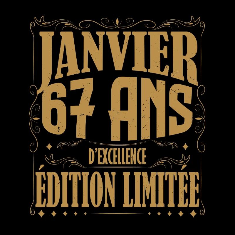 Janvier 67 ans. Cadeau 67 ans janvier anniversaire