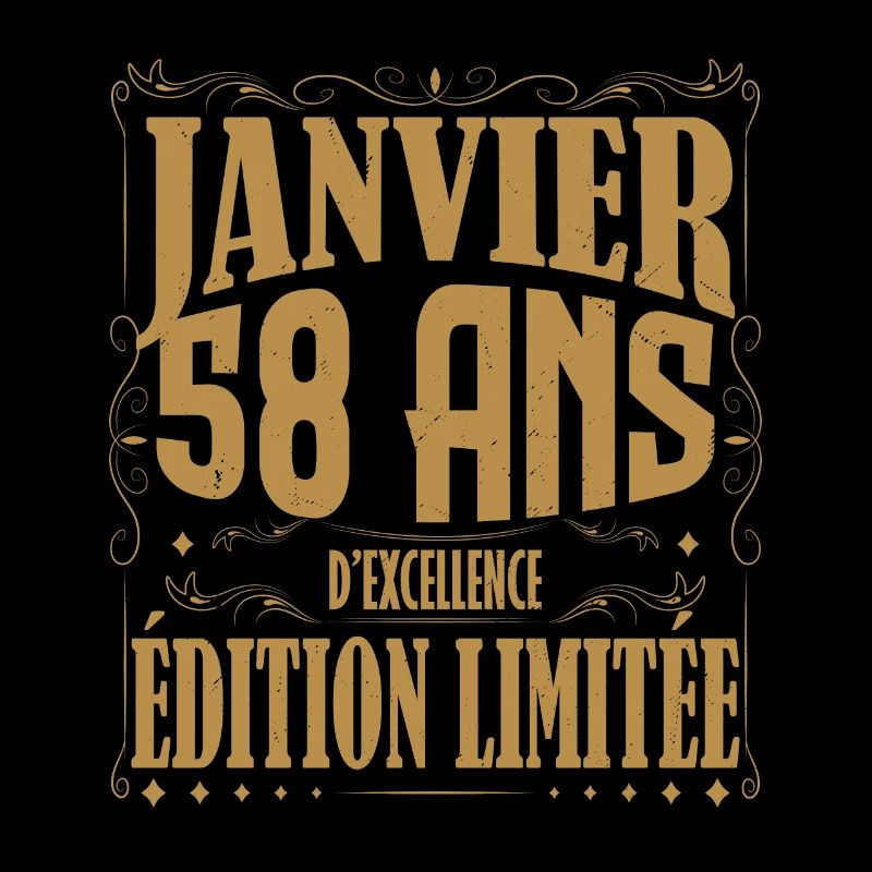 Janvier 58 ans. Cadeau 58 ans janvier anniversaire