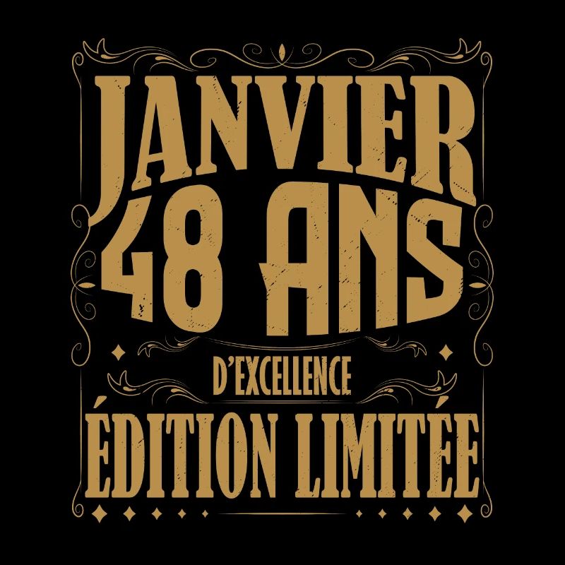 Janvier 48 ans. Cadeau 48 ans janvier anniversaire