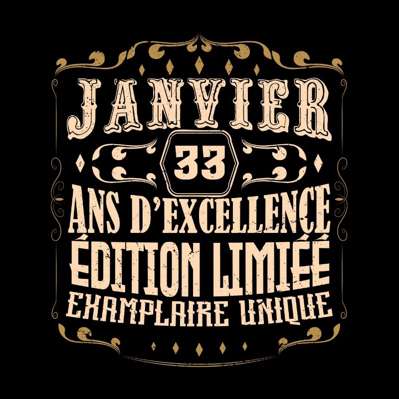 Vintage Janvier 33 ans. anniversaire janvier.