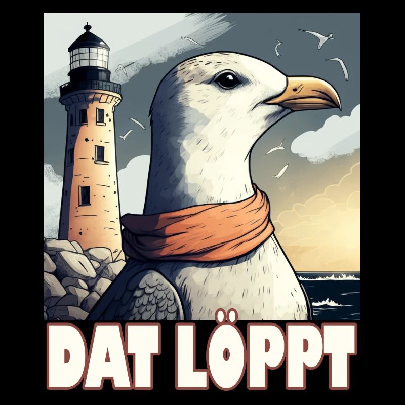 Dat Löppt Möwe Leuchtturm Meer Plattdeutsch Norden