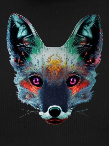 Neon Fox Head Art