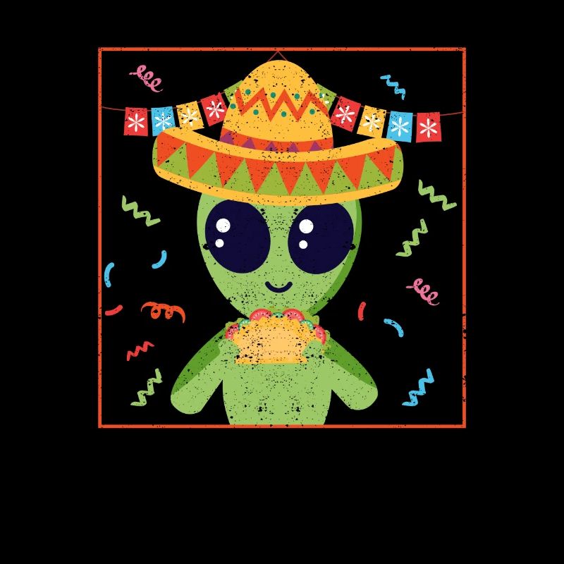 Alien mangeant Taco Cinco De Mayo OVNI Mexique Drapeau