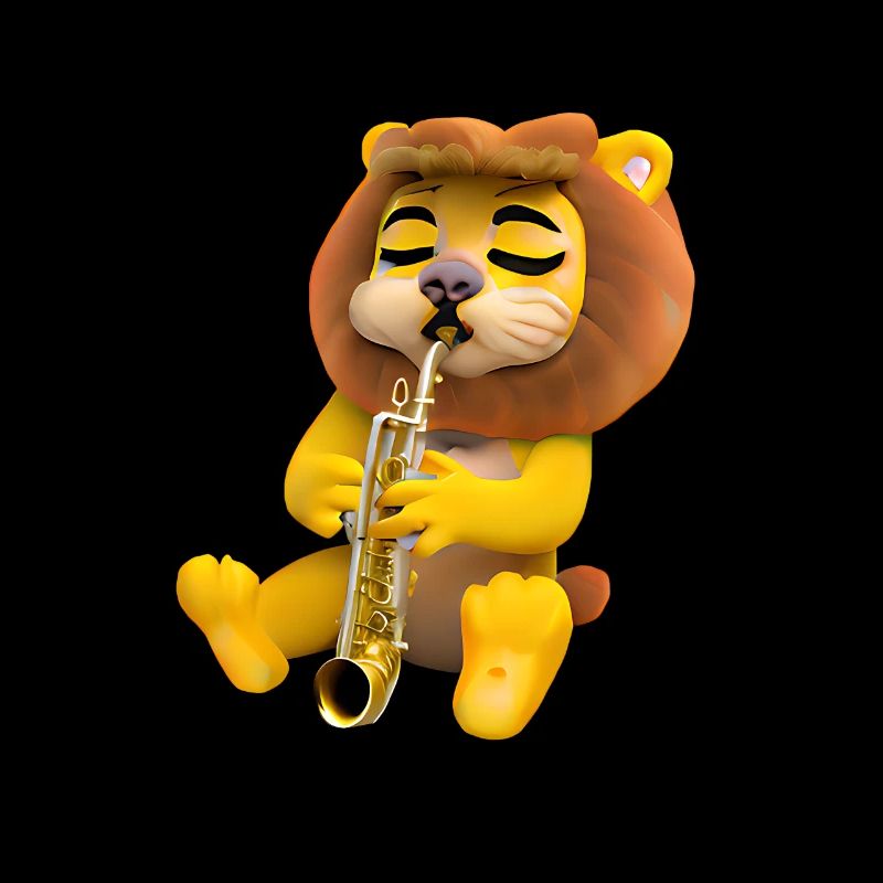 Lion avec saxophone