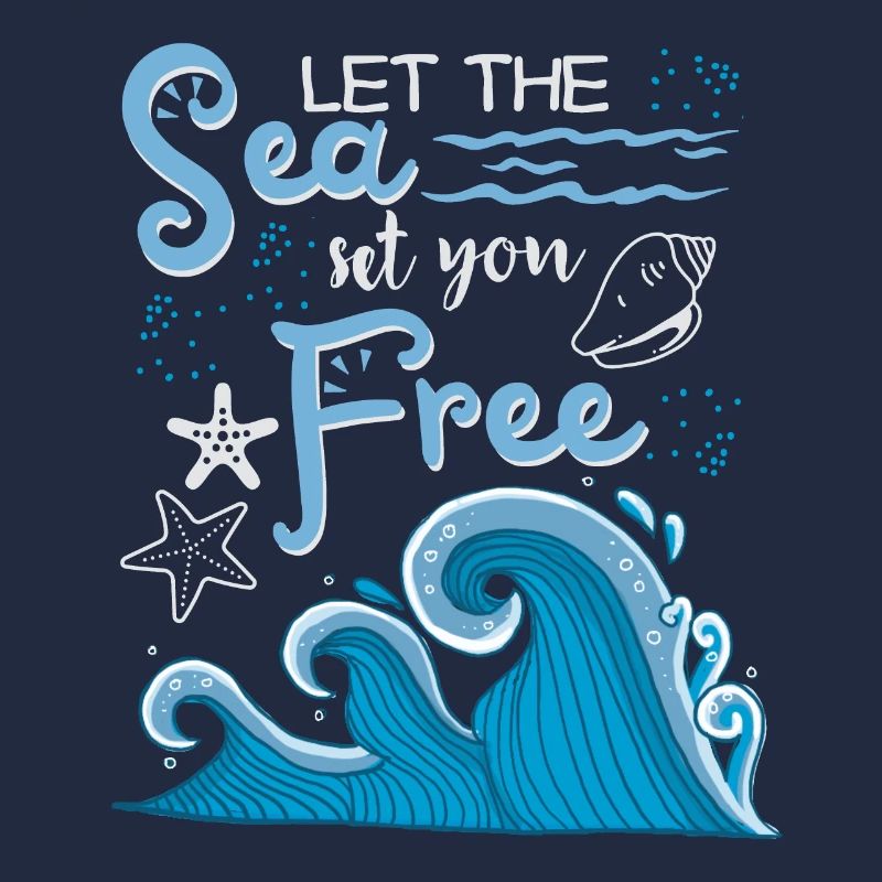 Ocean-Sea, Typography Saying, Waves, Starfish