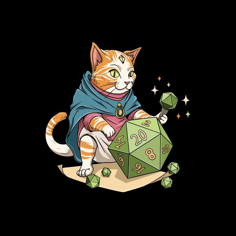 RPG Meow Cat D20 Cube Design pour un RPG GAMER