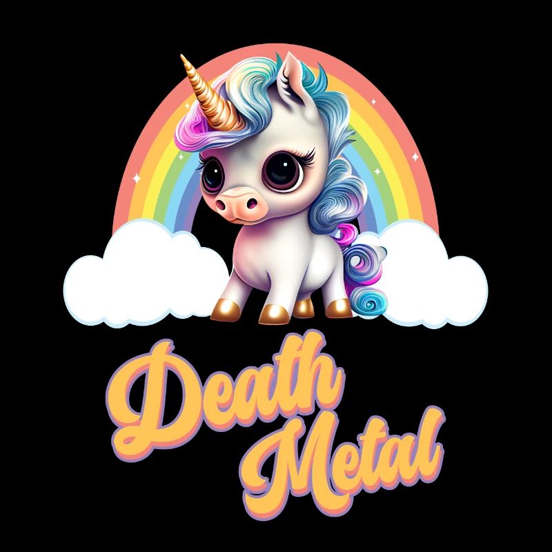 Lustiges Einhorn mit Regenbogen Death Metal