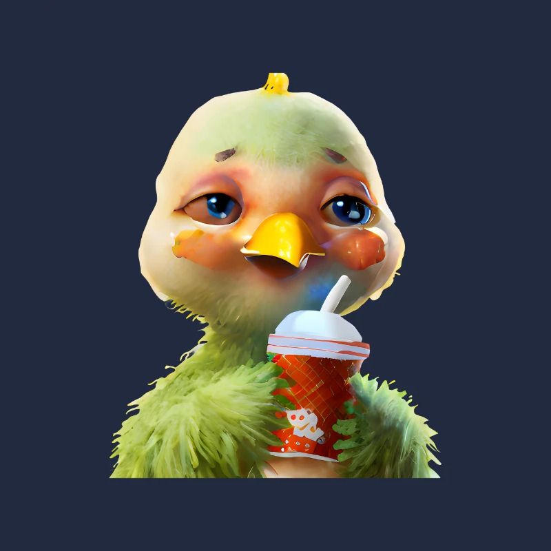 Cute chicken with soft drink