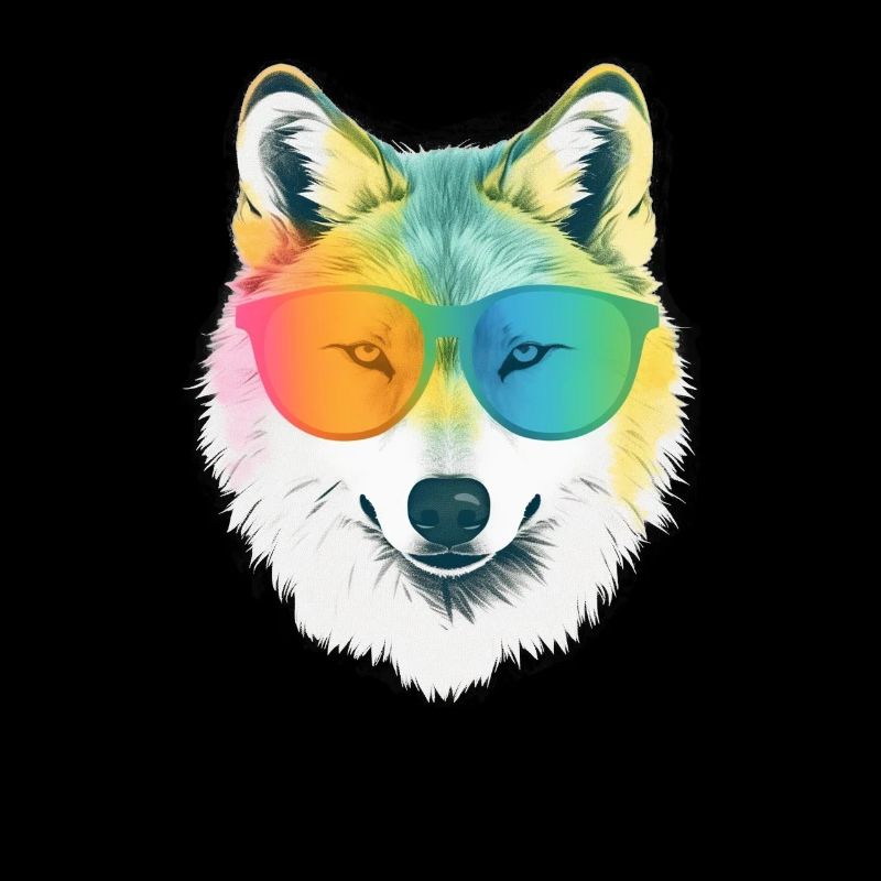 Weißer Wolf Regenbogen Sonnenbrillenrahmen Wölfe Grafik