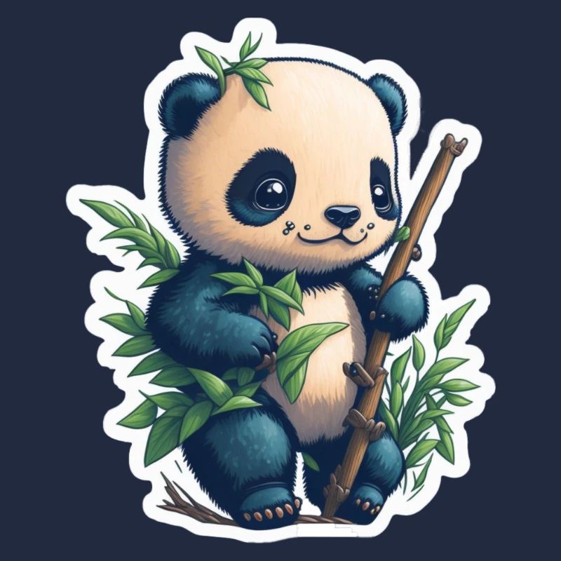 Panda mignon avec bambou