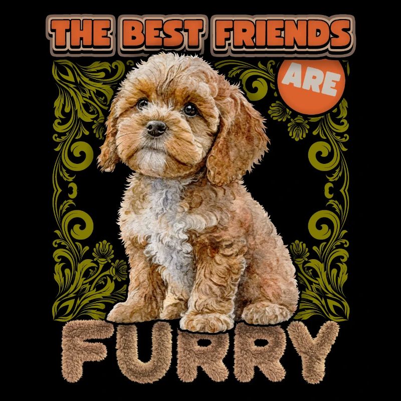 Cavapoo chiot, aquarelle vintage, chien, dicton