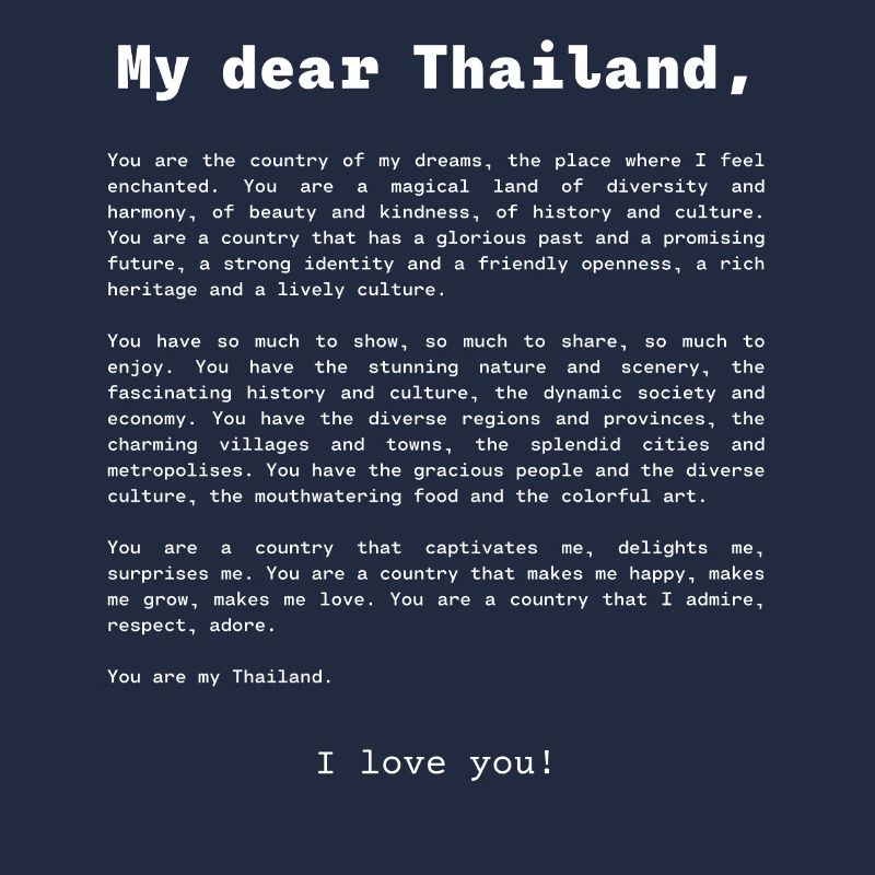 Déclaration d’amour à la Thaïlande