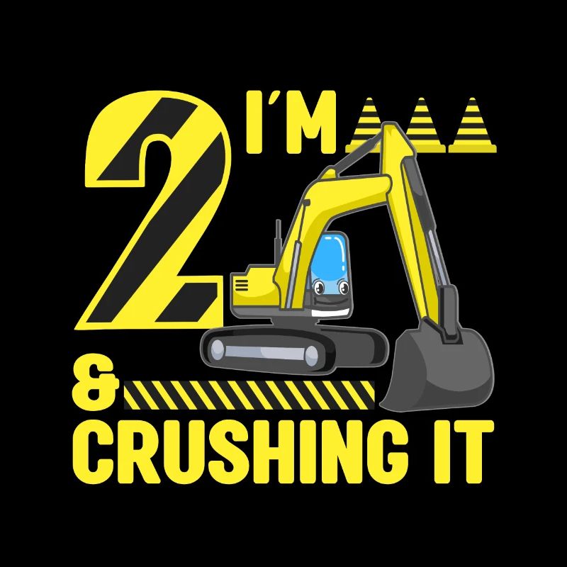 Construction Party 2nd Birthday 2 Years Old Digger
