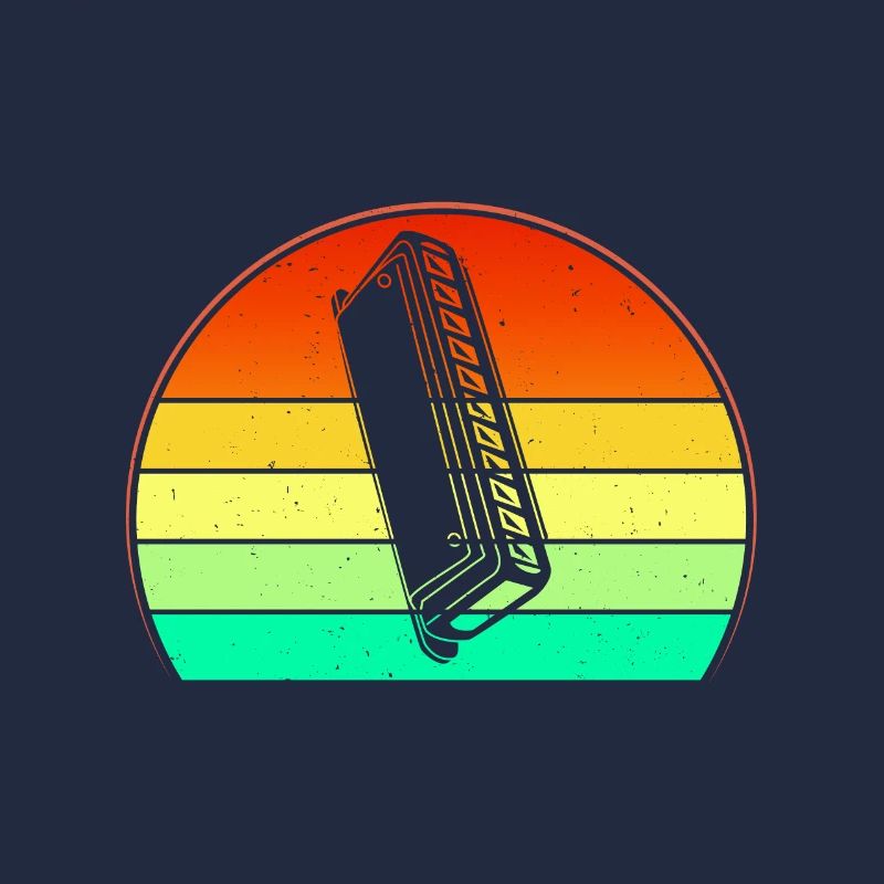 Retro Sunset Design The Harmonica Lover Harmonica
