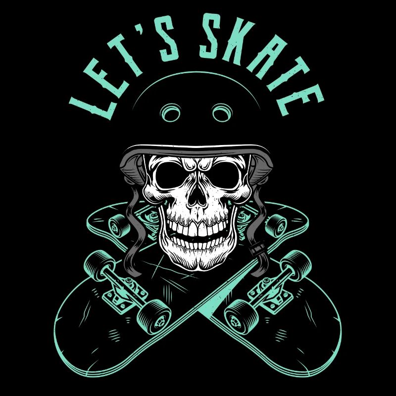 Lets Skate - Skateboard Skull