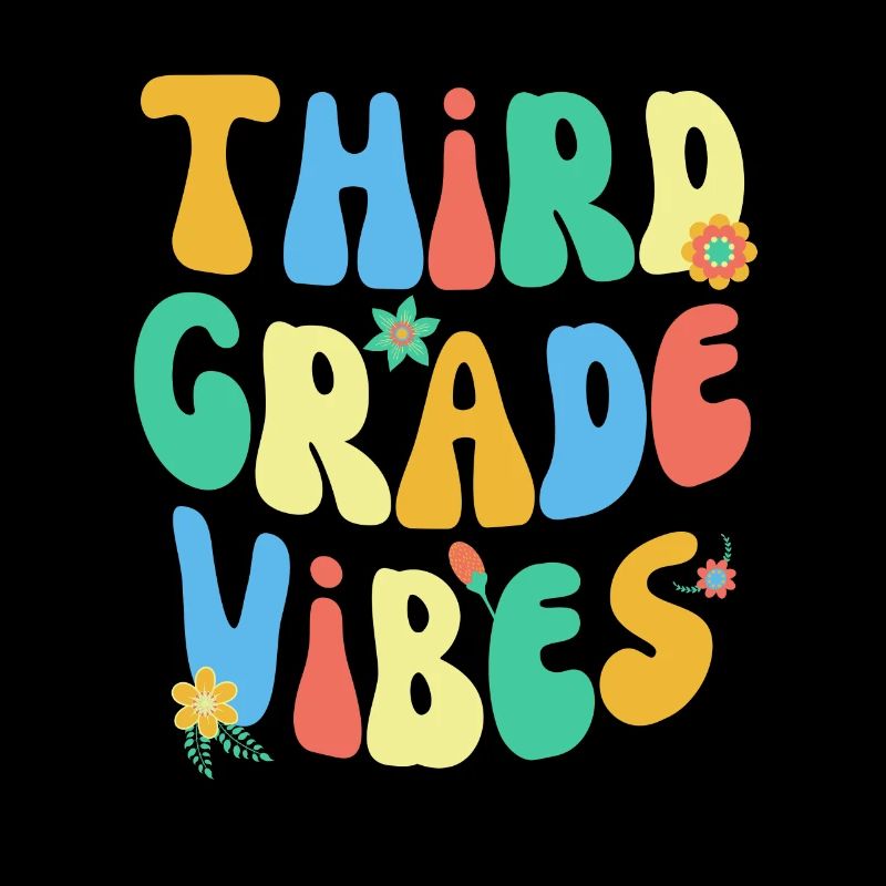 Back To School Third Grade Vibes Colorful Groovy
