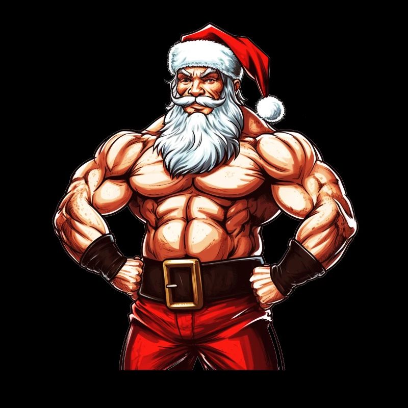 Santasaurus Flex: Weihnachts-Bodybuilder mit Weihnachtsmann