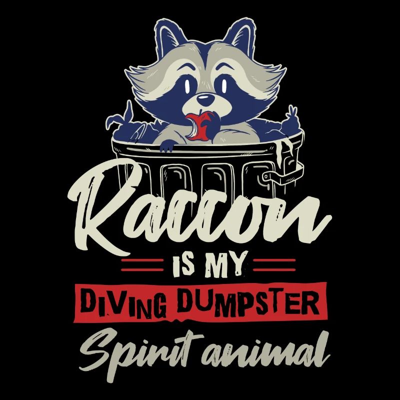 Raccoon lover garbage collecting garbage containers