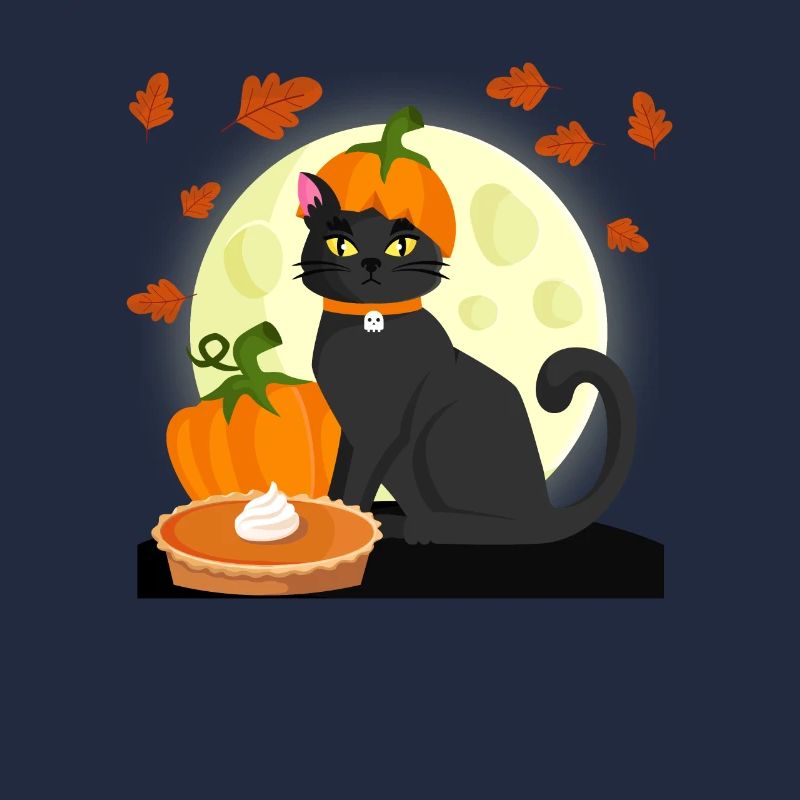Pilgrim Black Cat Pumpkin Pie Thanksgiving Day