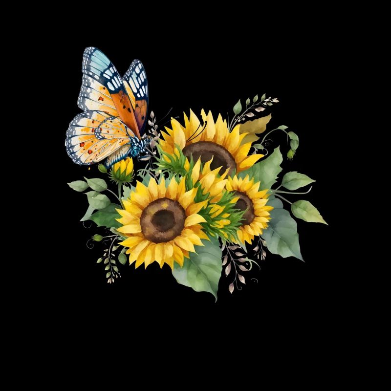 Drei Sonnenblumen mit Schmetterling, Be you tiful