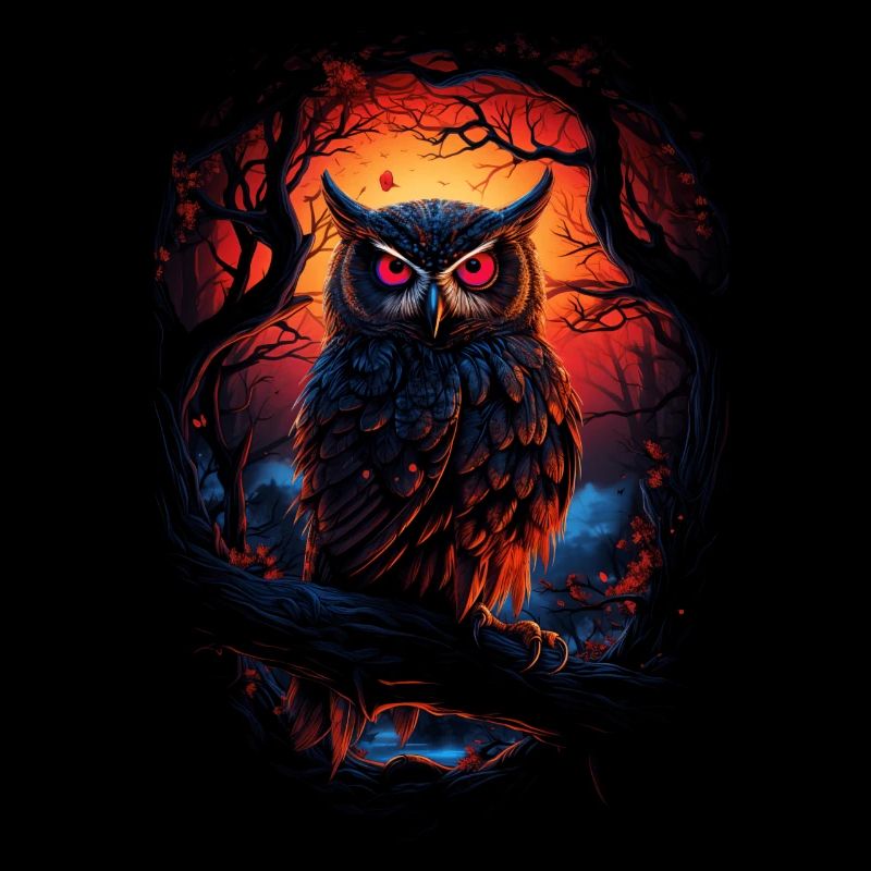 Schöne Eule mit großen Augen in der Nacht