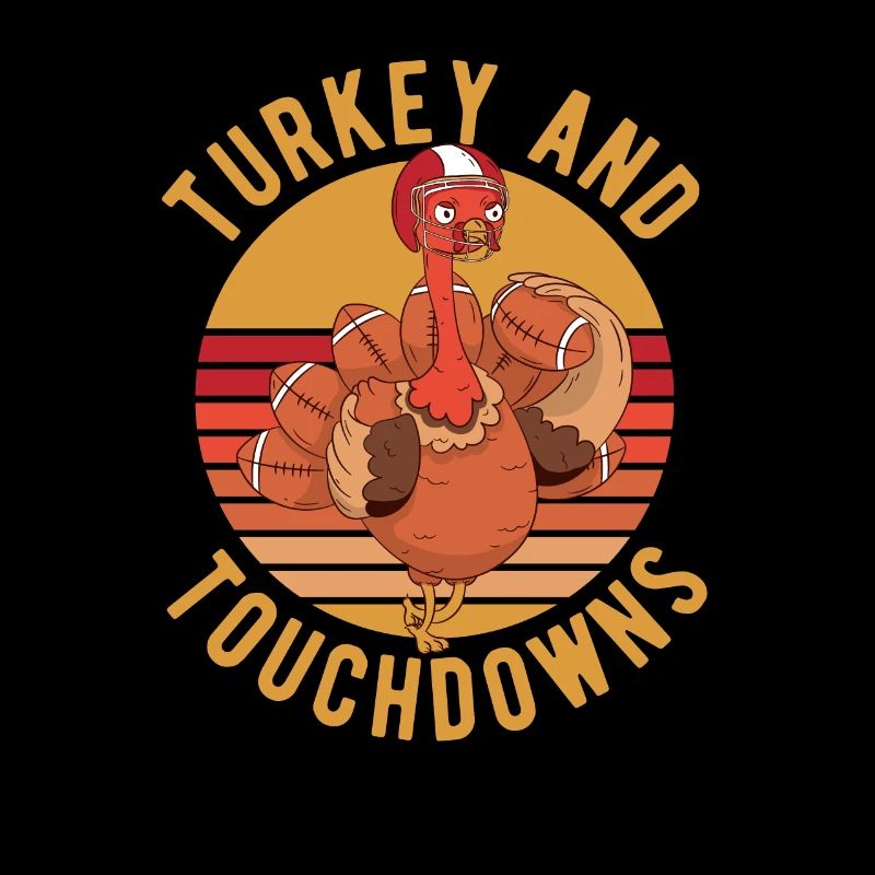 Turkey and Touchdowns Funny Thanksgiving Day
