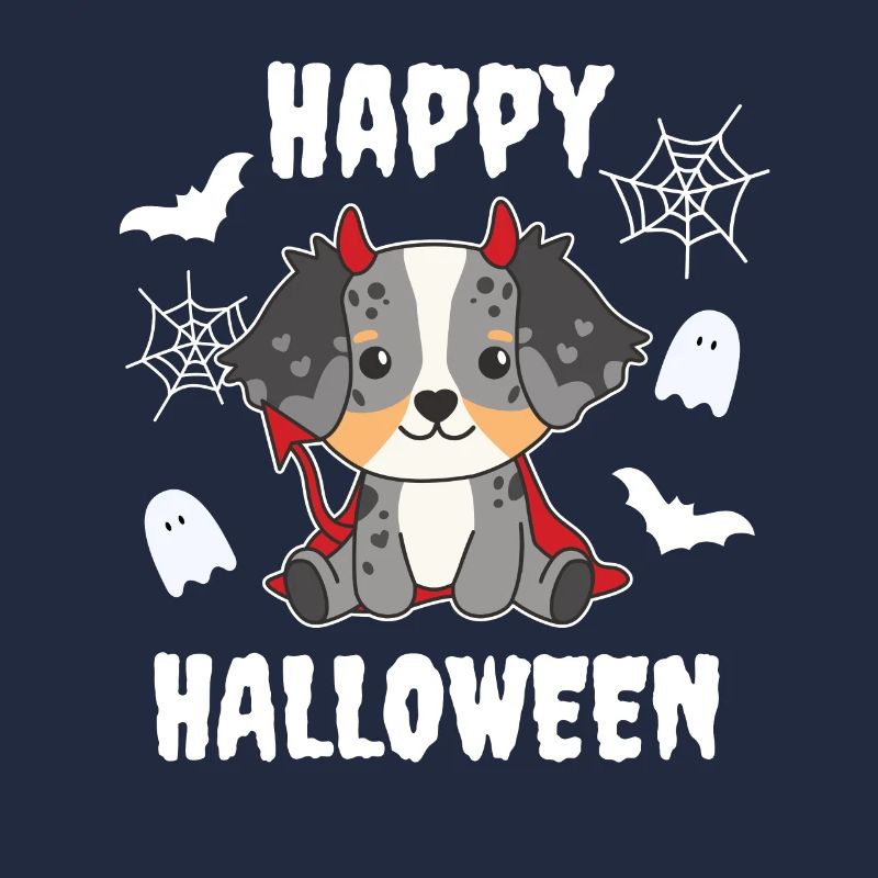 Australian Shepherd Happy Halloween Devil