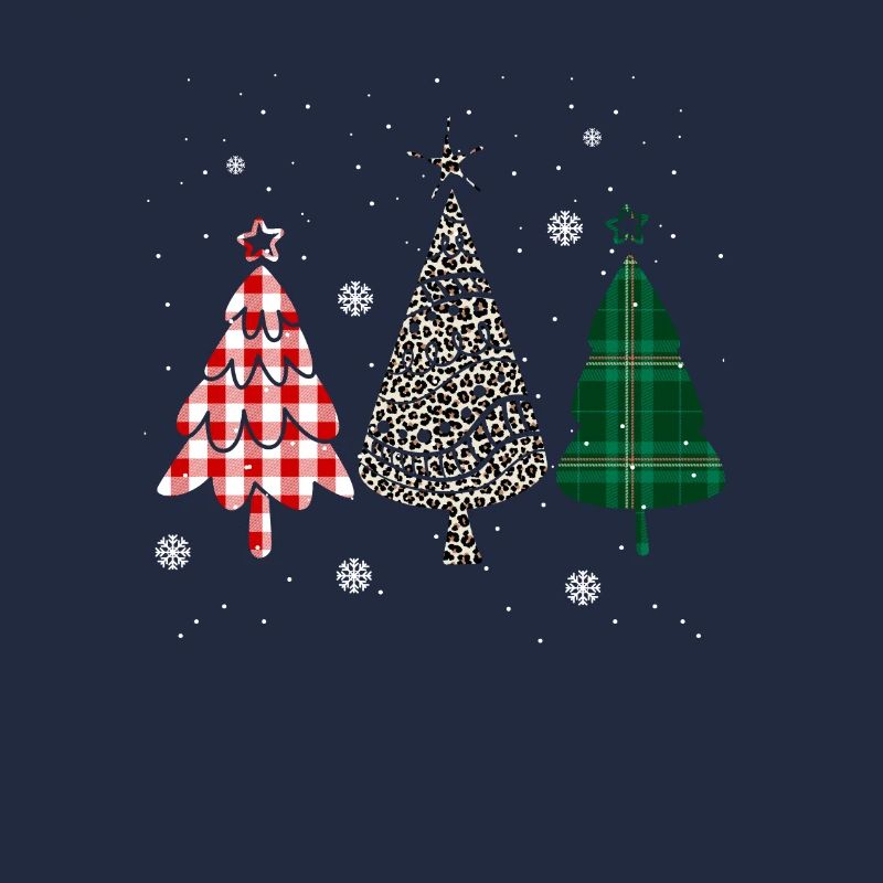 Merry Christmas Buffalo Trees Leopard Plaid Print