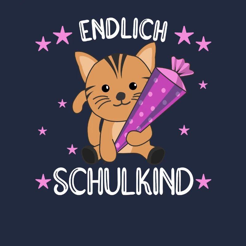 endlich Schulkind Einschulung Schule Katze