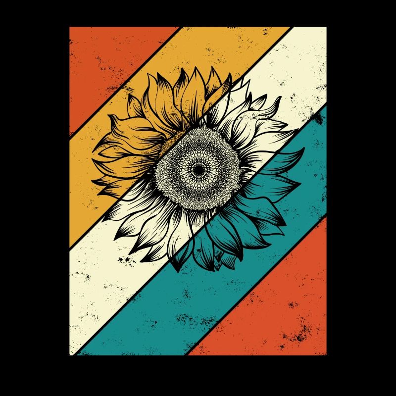 Sonnenblume Blüte Blume Retro Geschenk
