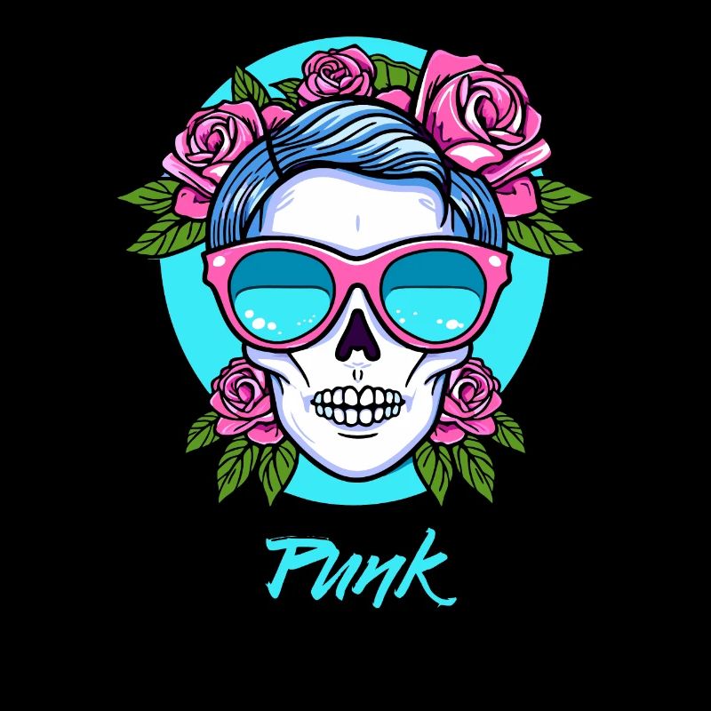 Punk skull and roses