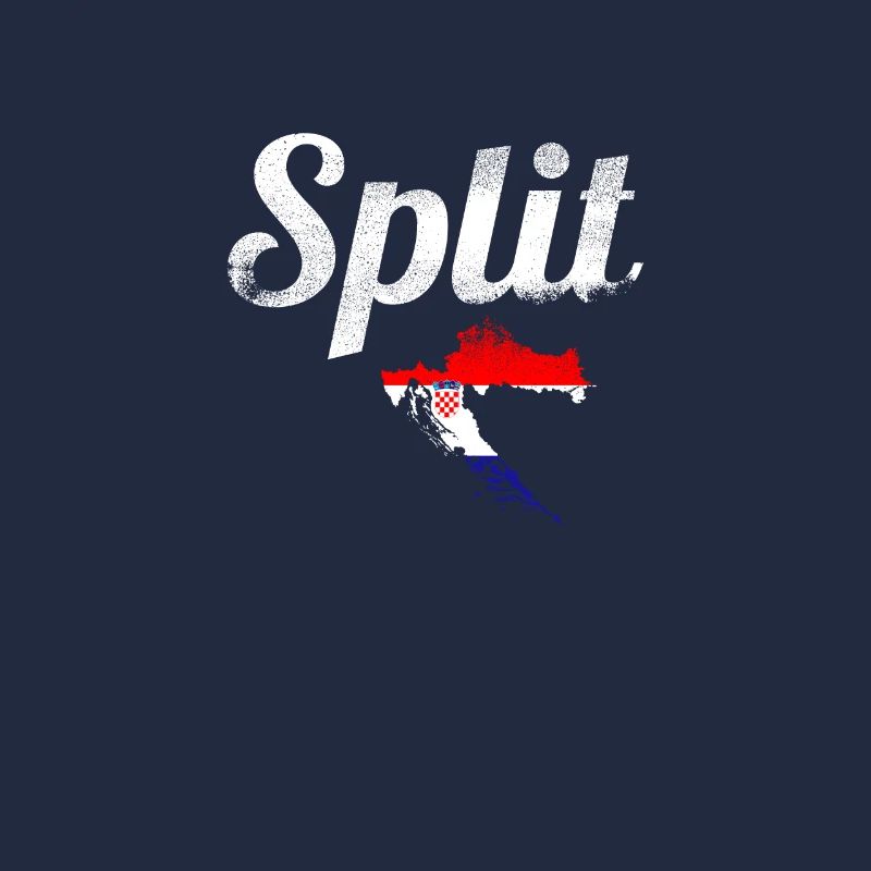 Split Vintage Map Croatia Croatian Flag