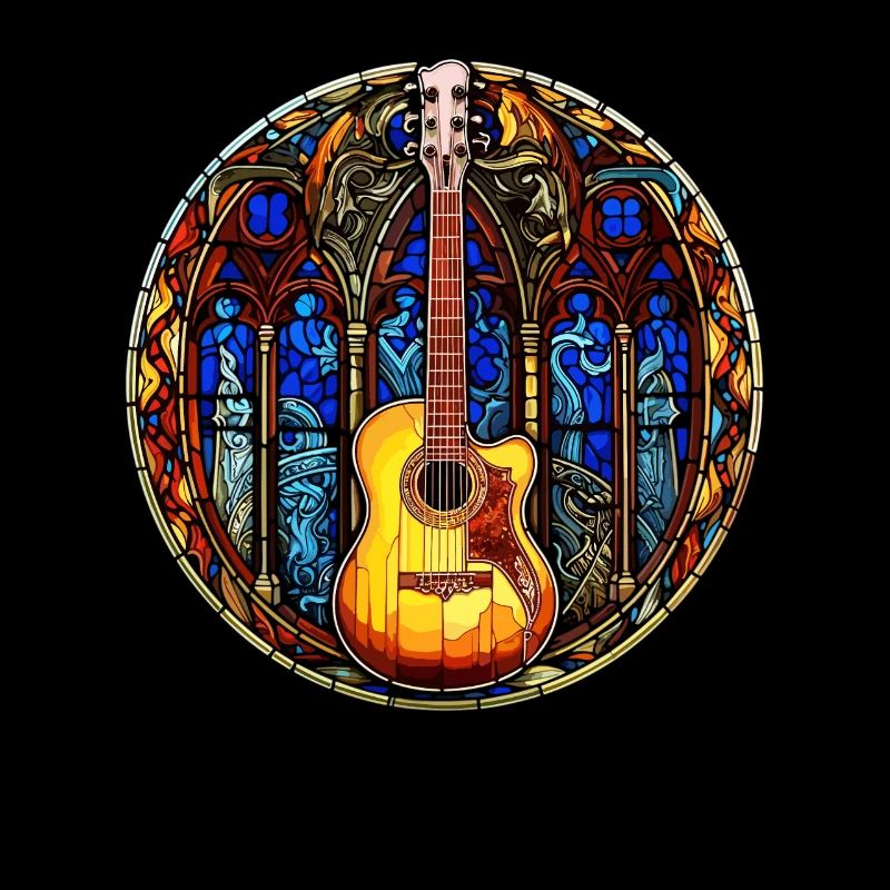Art du vitrail - Guitare colorée élégante