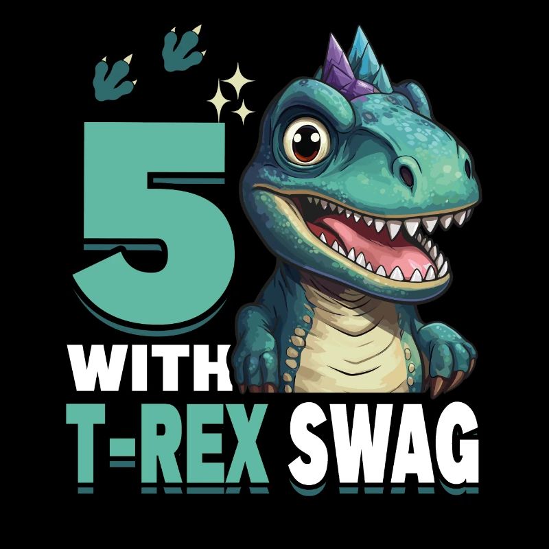 5th Year Roar Celebrate 5 With T-Rex Swag Dinosaur