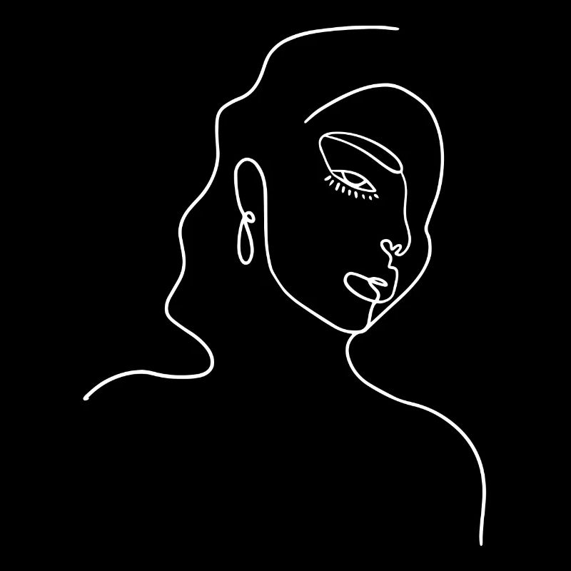 Line Art Gezeichnete Frau Mit Hut Design