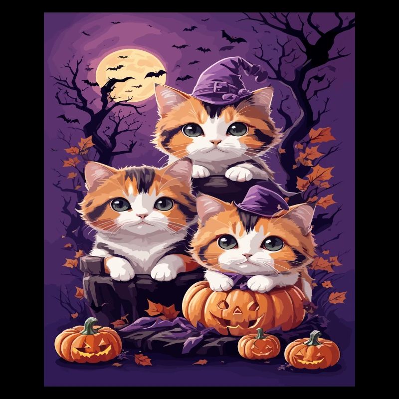 Trio de Chatons au style d'Halloween