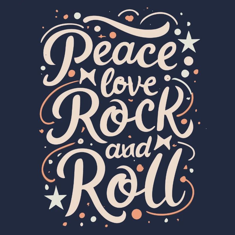 Peace Love Rock And Roll Déclaration Devise