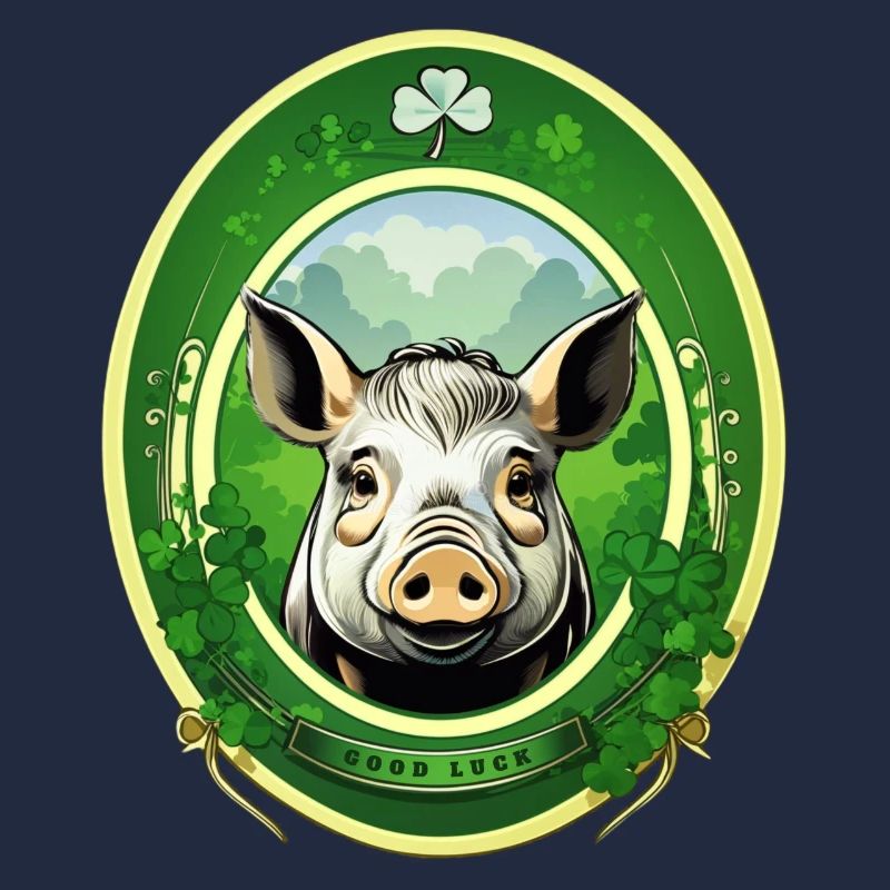 Cochon chanceux avec trèfles