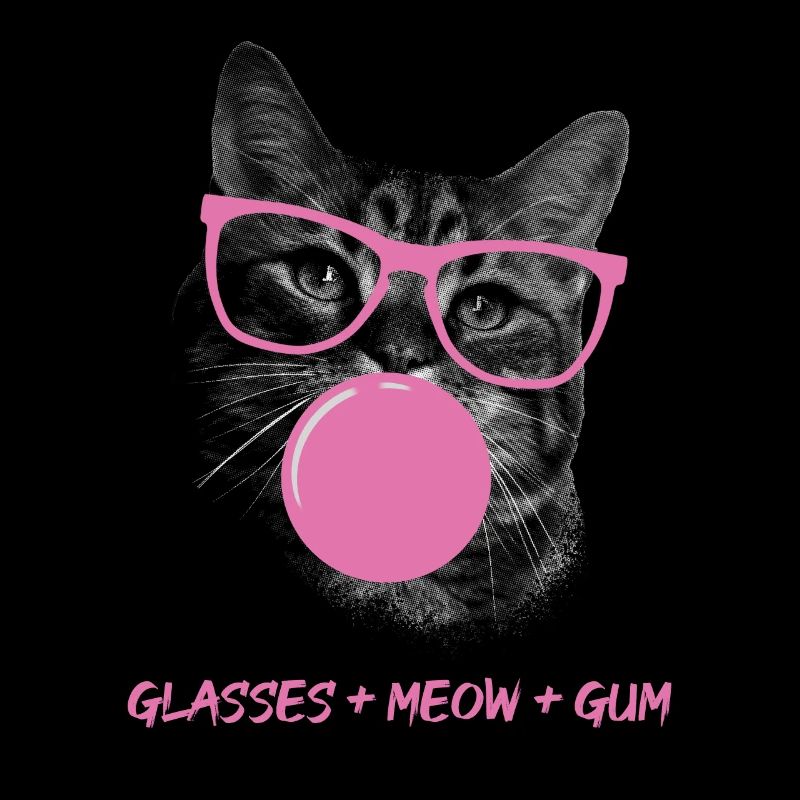 Cat in Glasses with Pink Bubble Gum
