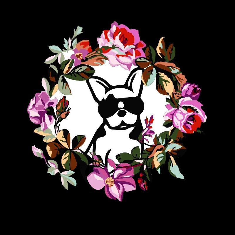 CHIEN AVEC DES FLEURS