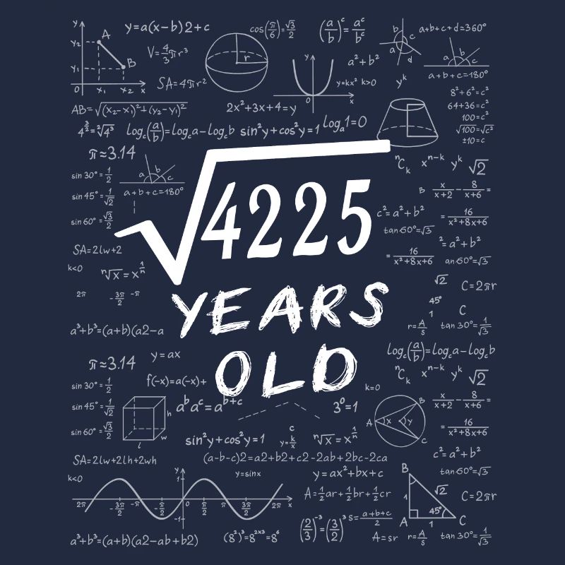 65e Anniversaire 65 ans Racine carrée de 4225 math
